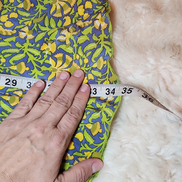 Silk Tova Celine Midi Vintage Skirt Floral Yello Size Medium  90s - Picture 7 of 11